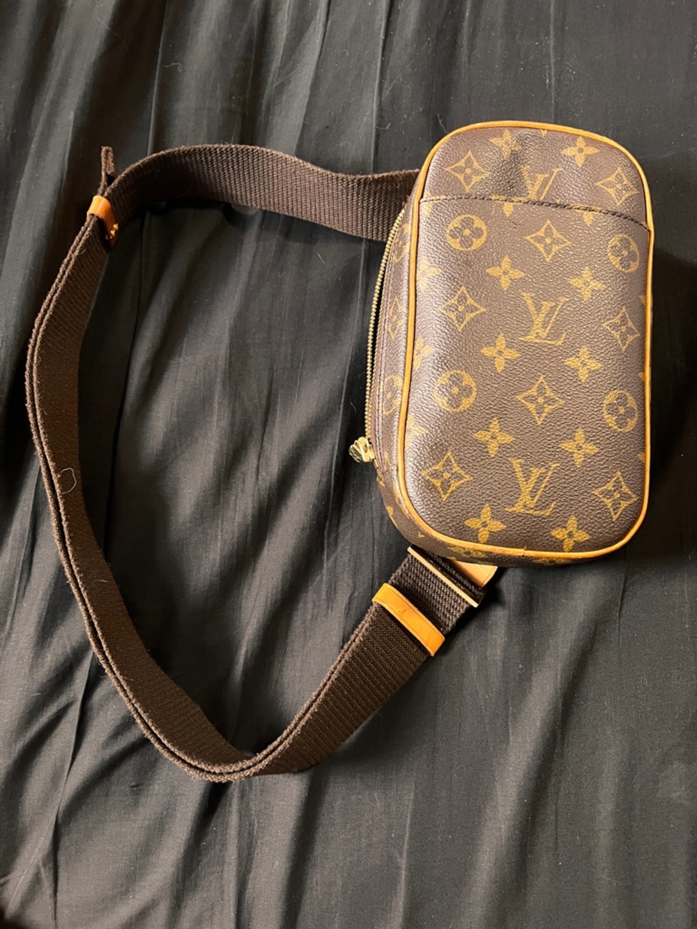 Louis Vuitton Brown Monogram Belt Bag with Gold Accents